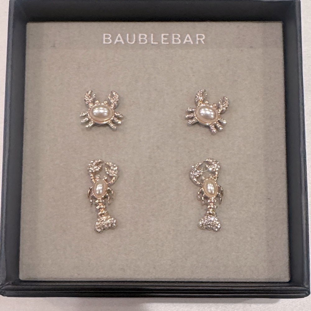 BaubleBar Gold and Rhinestone Crab &  Lobster Earrings